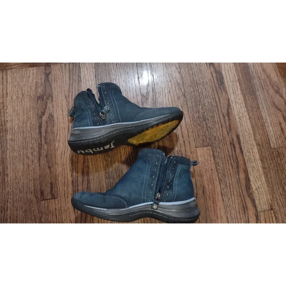 Jambu Camryn Womens 7.5 M Blue Leather Ankle Boots Faux Fur Lined WJ19CAM73